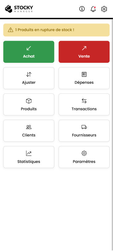 Stocky Manager App Interface